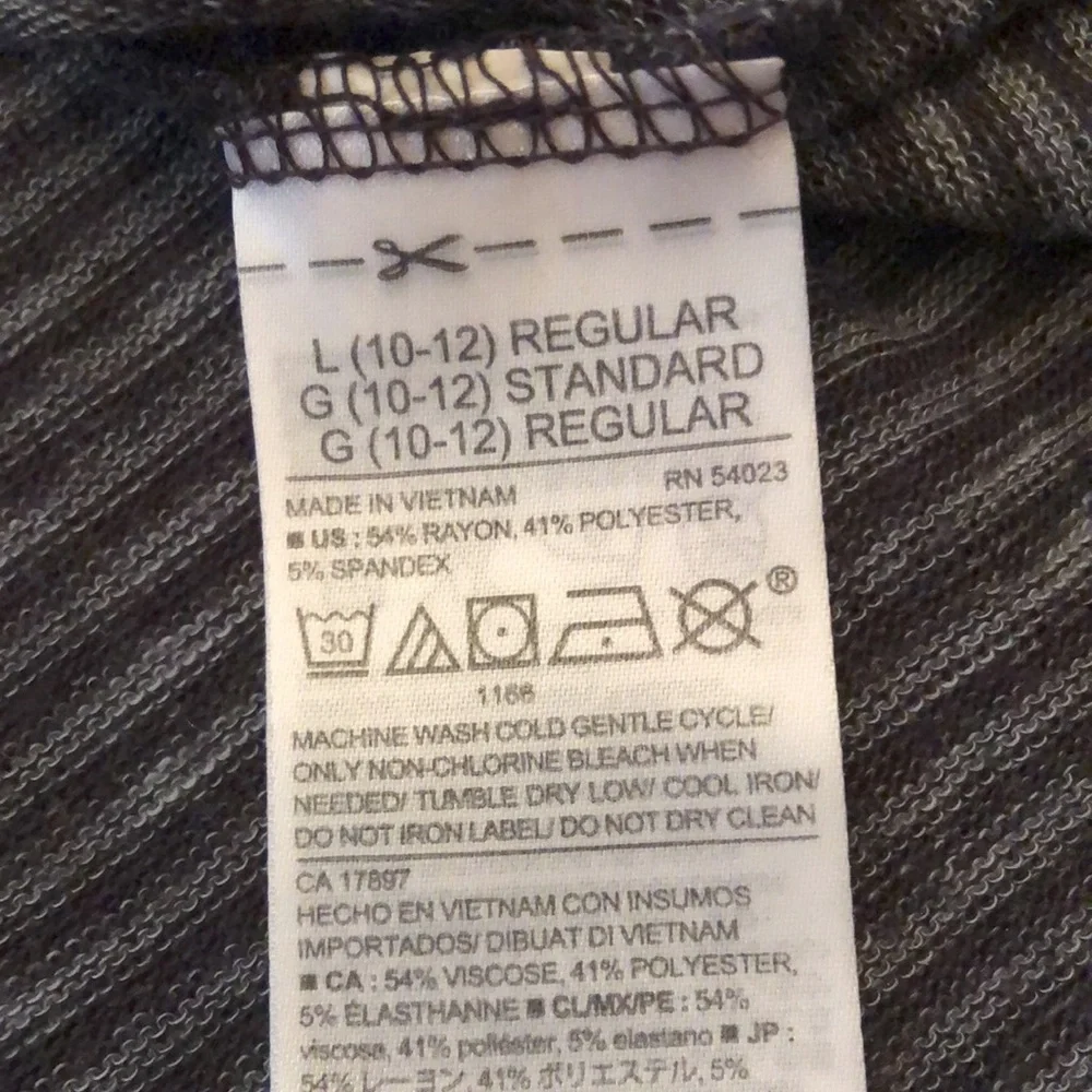 Old Navy Sleeveless Tank Black Gray Stripe Size Large 10 12 High Low Hemline - Picture 9 of 12